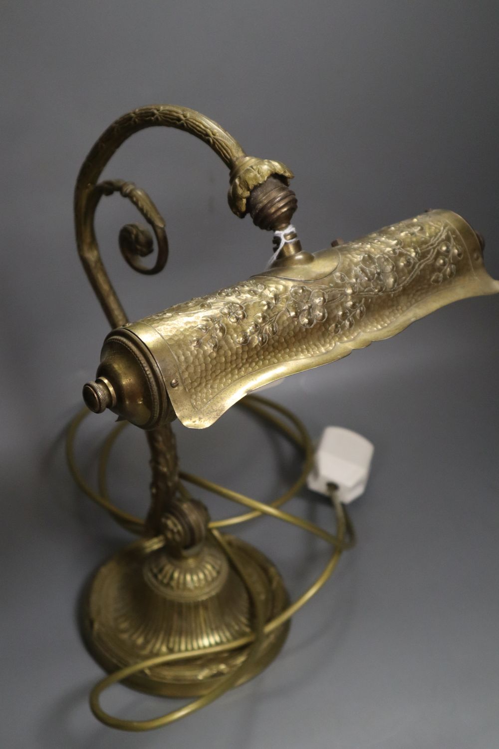 A 19th century brass desk lamp, height 36cm